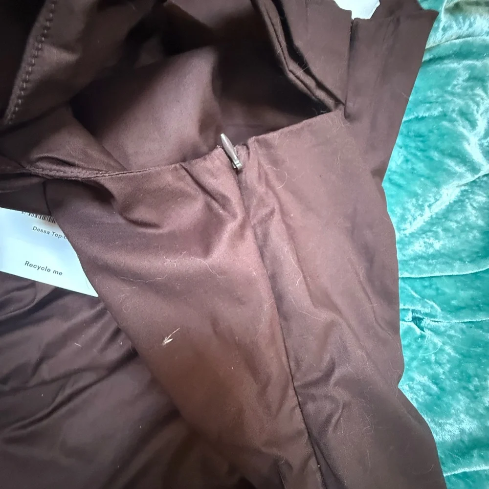 Elegant Brown One-Shoulder Top - Picture 5 of 8